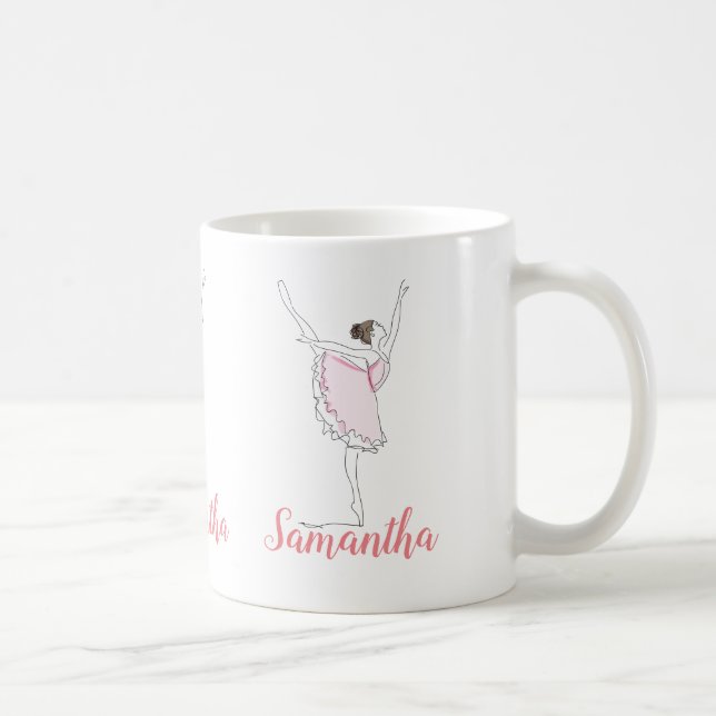 Pink Ballerina Girl Personalisiert  Kaffeetasse (Rechts)