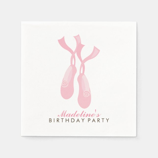 Pink Ballerina Pointe Shoes Girl's Birthday Party Serviette (Vorderseite)