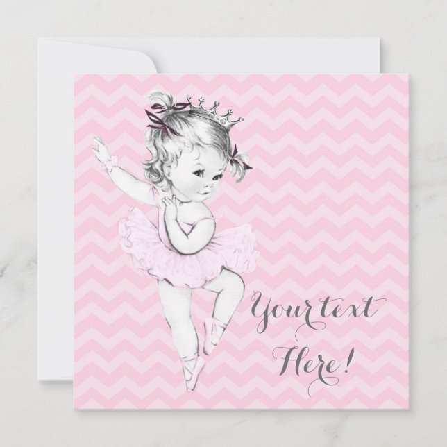 Pink Ballerina Princess Baby Dusche Einladung (Vorderseite)