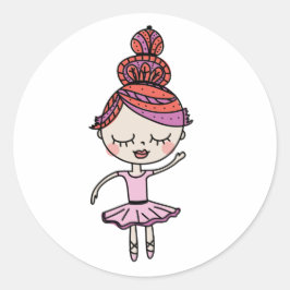 Pink Ballerina Runder Aufkleber