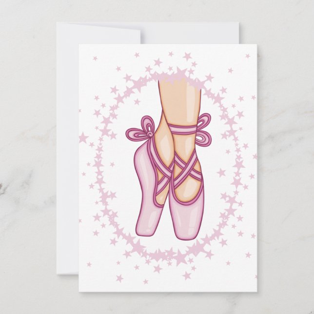 Pink ballerina shoes einladung (Vorderseite)