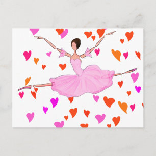PINK BALLERINA TANZEN UND JUMPING POSTKARTE
