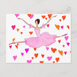 PINK BALLERINA TANZEN UND JUMPING POSTKARTE