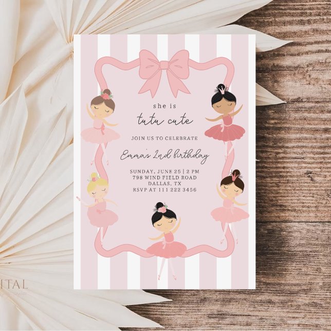 Pink Ballerina Tutu Cute Birthday Invitation (Créateur téléchargé)