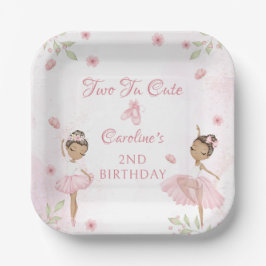 Pink Ballerina Zwei Tu Niedliche Geburtstag Papier Pappteller