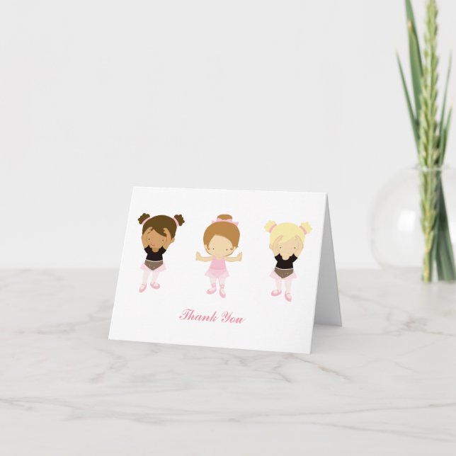 Pink Ballerinas Vielen Dank Dankeskarte (Vorderseite)