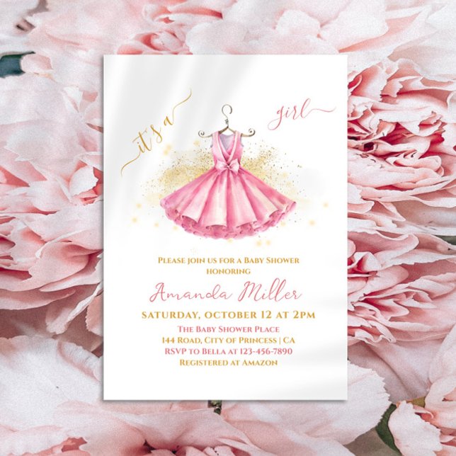 Pink Ballet Anzug Delicate Baby Girl Dusche Einladung (Von Creator hochgeladen)
