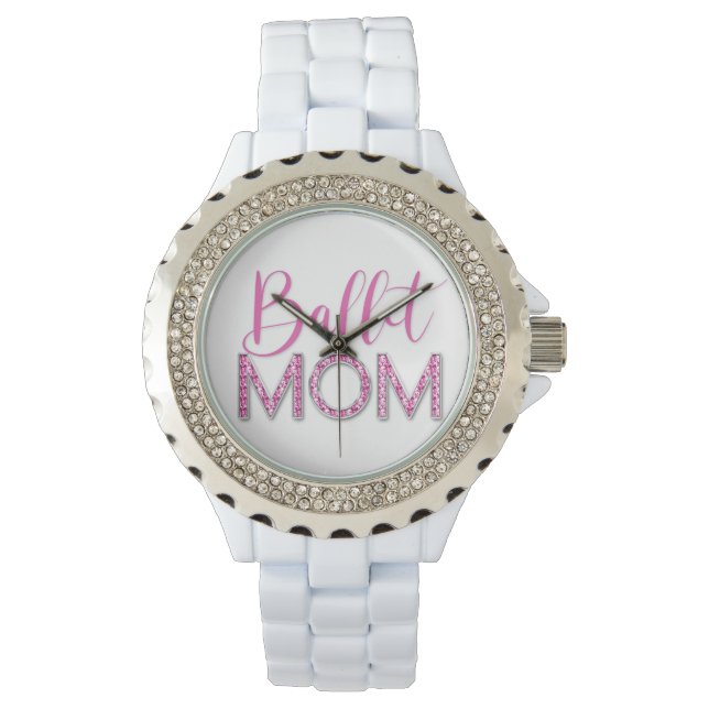 Pink Ballet Dance Mama Sparkle Diamond Glam Armbanduhr (Vorderseite)