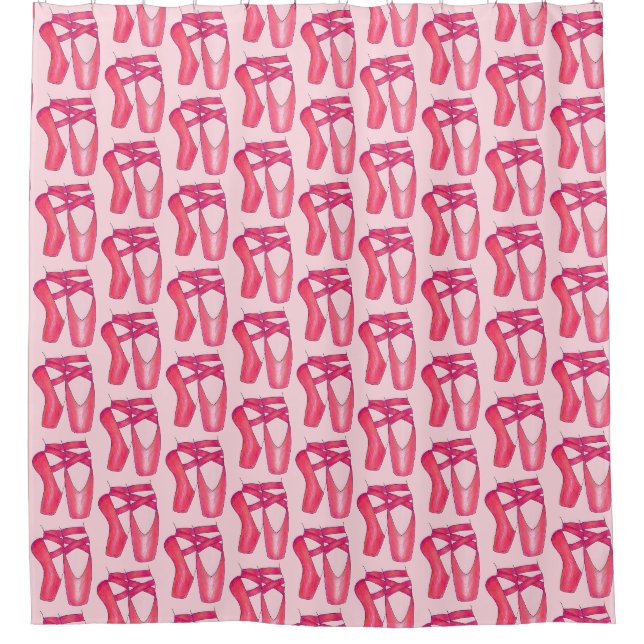 Pink Ballet Pointe Shoes Erwägungsgrund Tanz Balle Duschvorhang (Vorderseite)