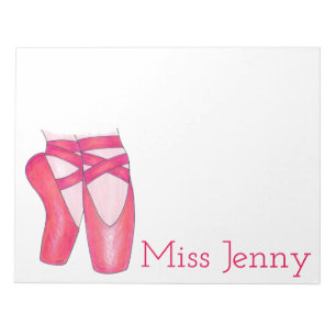 Pink Ballet Pointe Shows Tanzlehrer Ballerina Notizblock