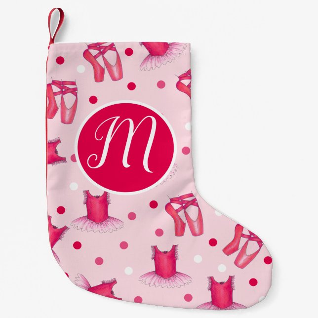 Pink Ballet Pointe Shows Tutu Ballerina Tanz Kleiner Weihnachtsstrumpf (Vorderseite)