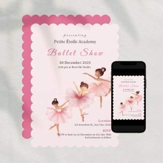 Pink Ballet-Schul-Kinder Tanzshow Einladung