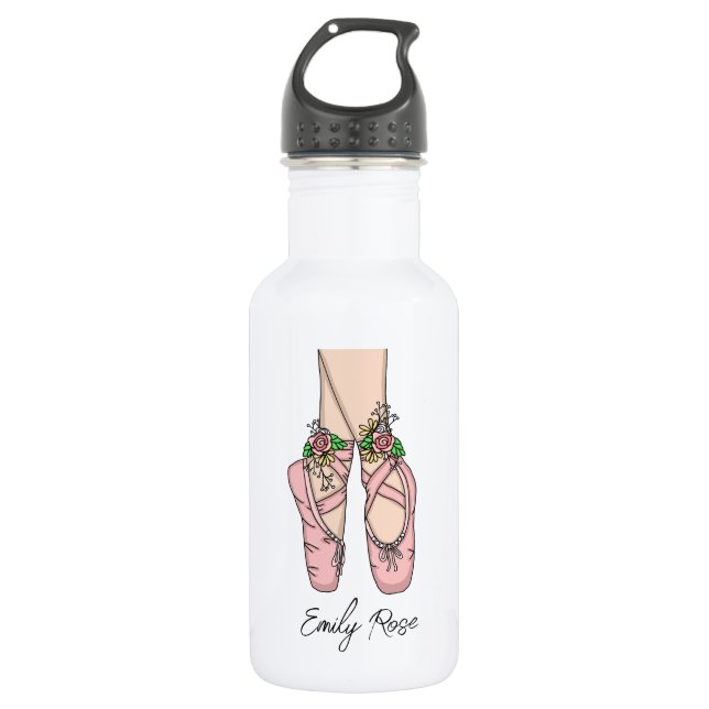 Pink Ballet Shoes Personalisiert Edelstahlflasche (Vorderseite)