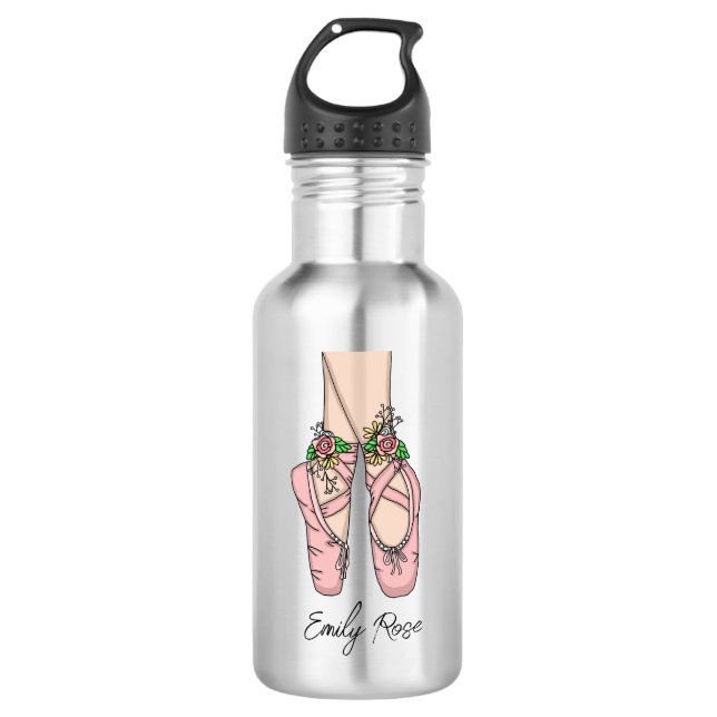 Pink Ballet Shoes Personalisiert Edelstahlflasche (Vorderseite)