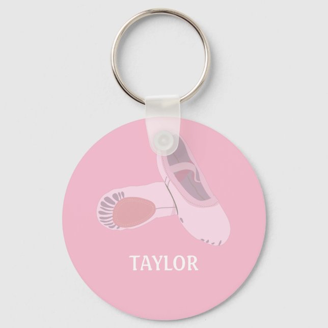 Pink Ballet Shoes Personalisiert Schlüsselanhänger (Vorderseite)