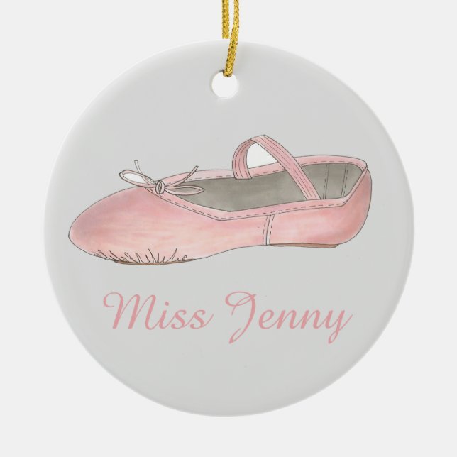 Pink Ballet Slipper Ballerina Tanzlehrer Geschenk Keramik Ornament (Vorne)
