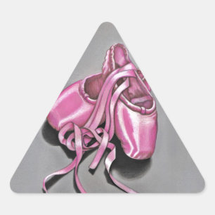 Pink Ballet Slippers Dreieckiger Aufkleber