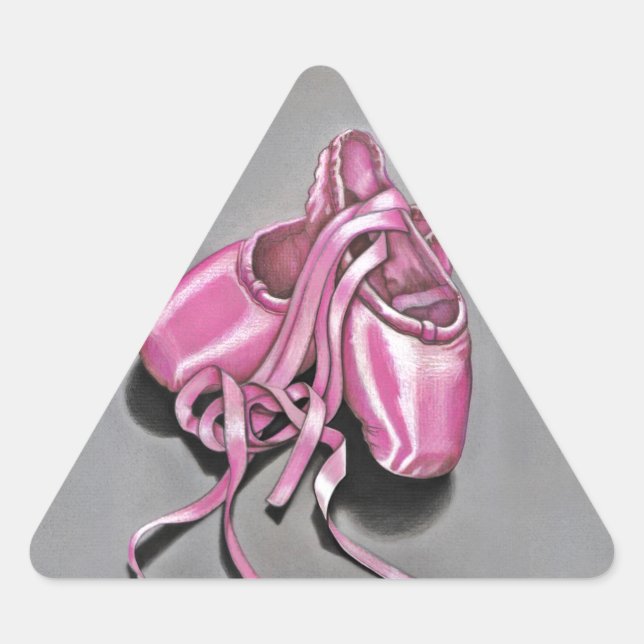 Pink Ballet Slippers Dreieckiger Aufkleber (Vorderseite)