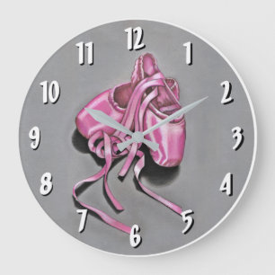 Pink Ballet Slippers Große Wanduhr