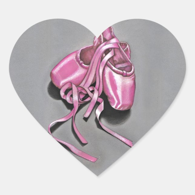 Pink Ballet Slippers Herz-Aufkleber (Vorderseite)