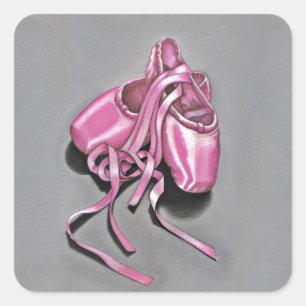 Pink Ballet Slippers Quadratischer Aufkleber