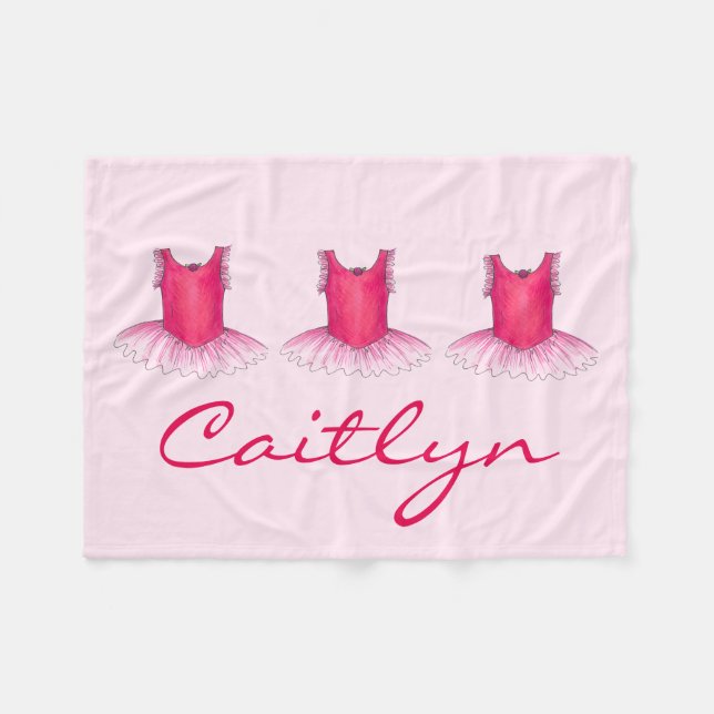 Pink Ballet Tutu Personalisiert Ballerina Dancer Fleecedecke (Vorderseite (Horizontal))