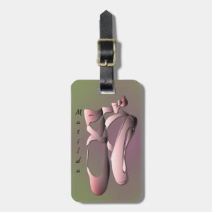 Pink Ballet Zehenschuhe mit Adresse auf Pflaumenmo Gepäckanhänger