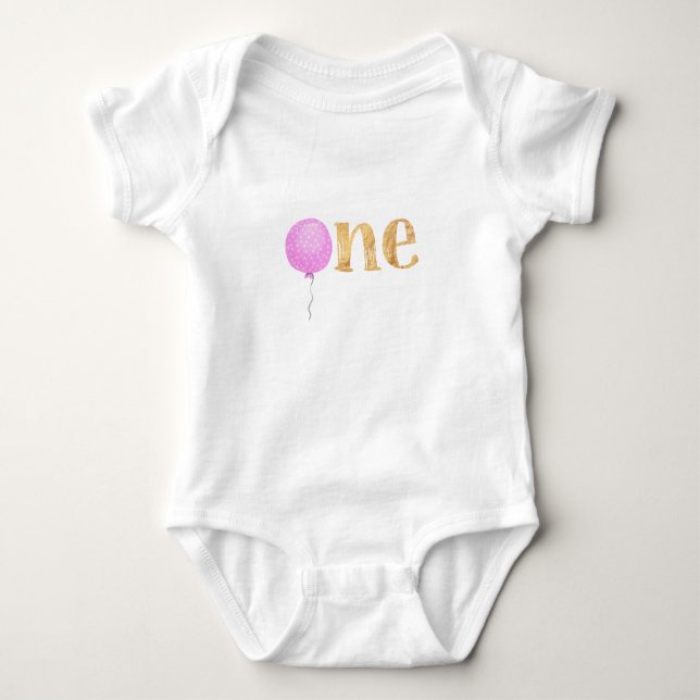Pink Balloon 1. Geburtstag Baby Bodysuit Baby Strampler (Vorderseite)