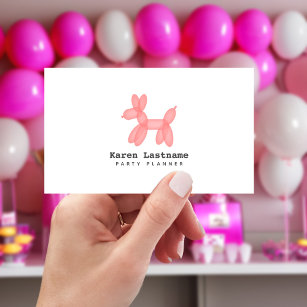 Pink Balloon Animal Party Event Plane Visitenkarte