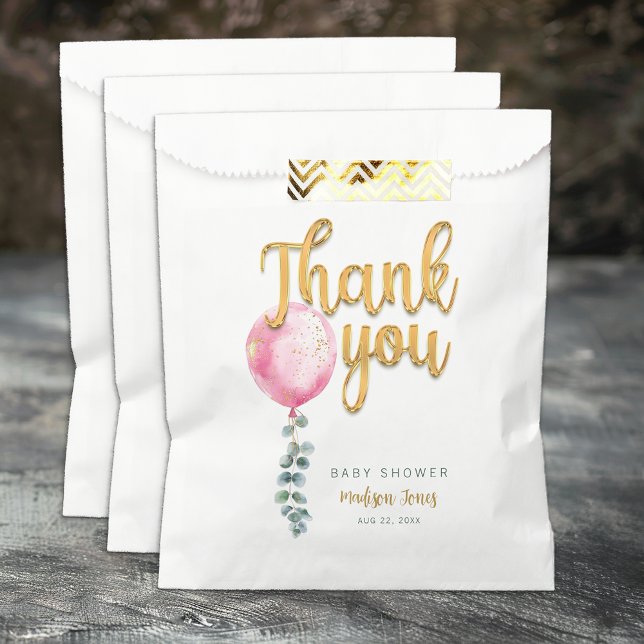 Pink Balloon Baby Showbeutel Geschenktütchen (Thank you favor bags)