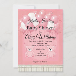 Pink Balloon baby shower Invitation Einladung