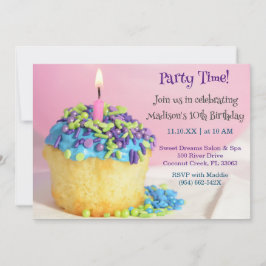 Pink Balloon blue cupcake Birthday Einladung