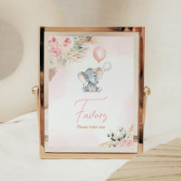 Pink Balloon Elephant Baby Shower Favorit
