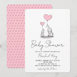 Pink Balloon Elephant Newborn Girl Baby Dusche Einladung