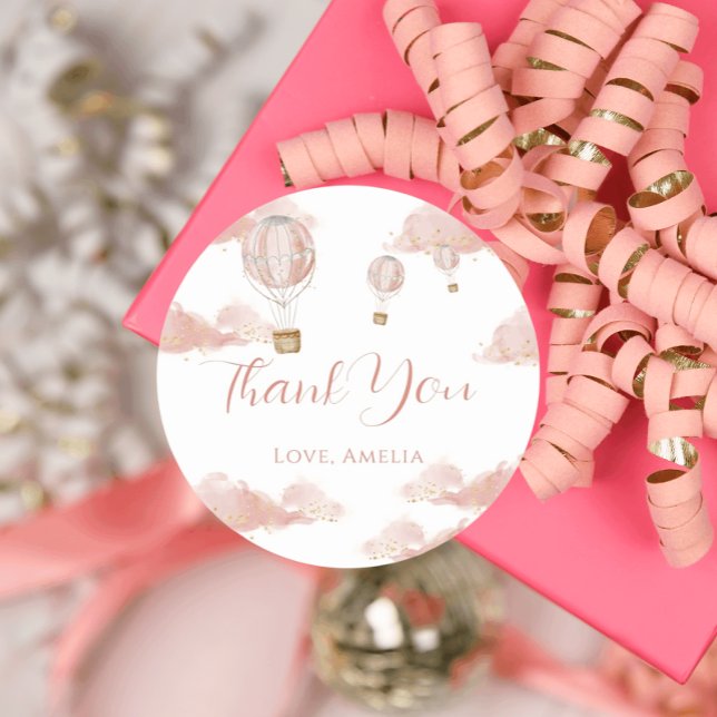 Pink Balloon Magic Gold Glitzer Birthday Girl Runder Aufkleber (Von Creator hochgeladen)