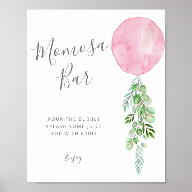 Pink Balloon Mimosa Bar Baby Shooting Game Poster (Vorne)