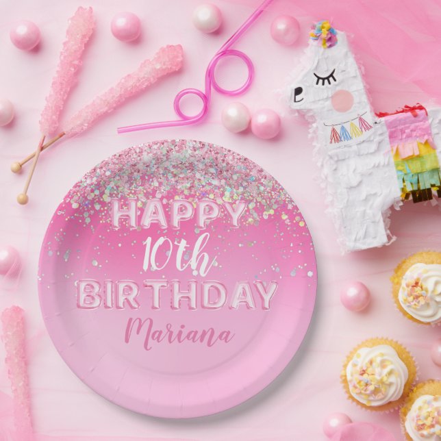 Pink Balloon Ombre Geburtstagsparty Pappteller (Party)