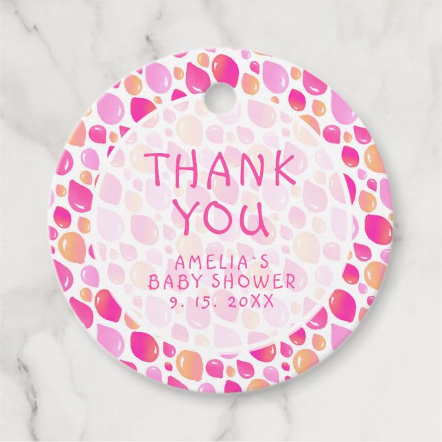 Pink Balloon Pattern Baby Girl Baby Dusche Geschenkanhänger (Vorderseite)