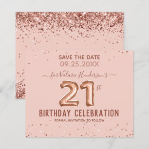 Pink Balloons 21. Geburtstag Save the Date