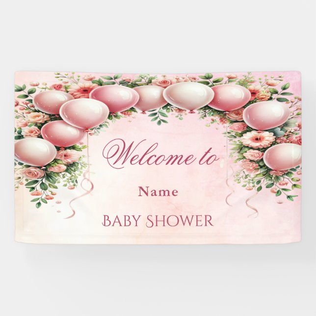 Pink Balloons Banner (Horizontal)