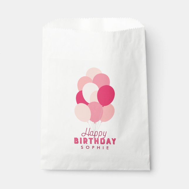 Pink Balloons Happy Birthday Geschenktütchen (Vorderseite)