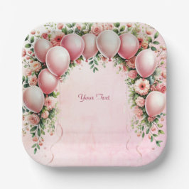 Pink Balloons Papierplatte Pappteller