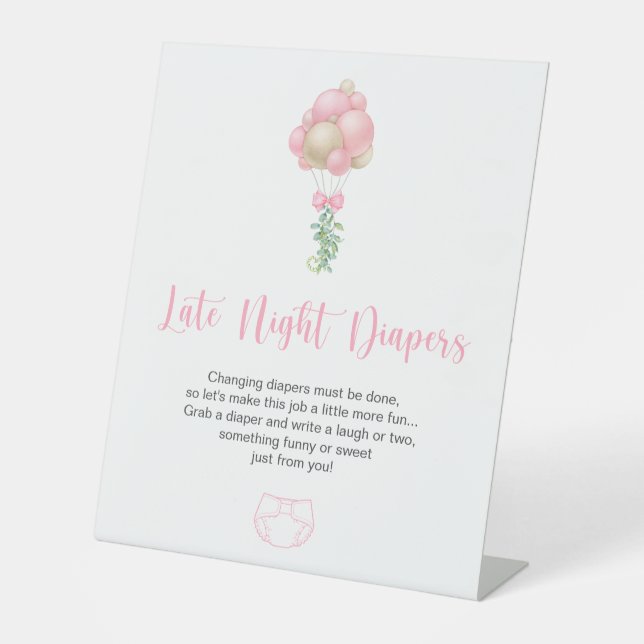 Pink Balloons Spate Night Diapers Sockelschild (Vorderseite)