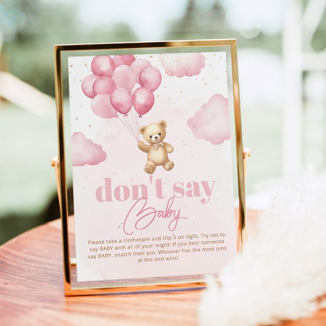 Pink Balloons Teddy Bär Don't say baby game Poster (Von Creator hochgeladen)