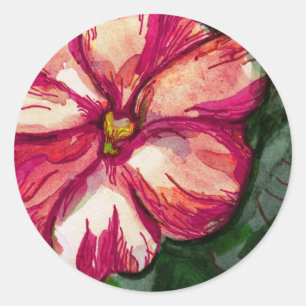 Pink Balsam Blume Art Runder Aufkleber