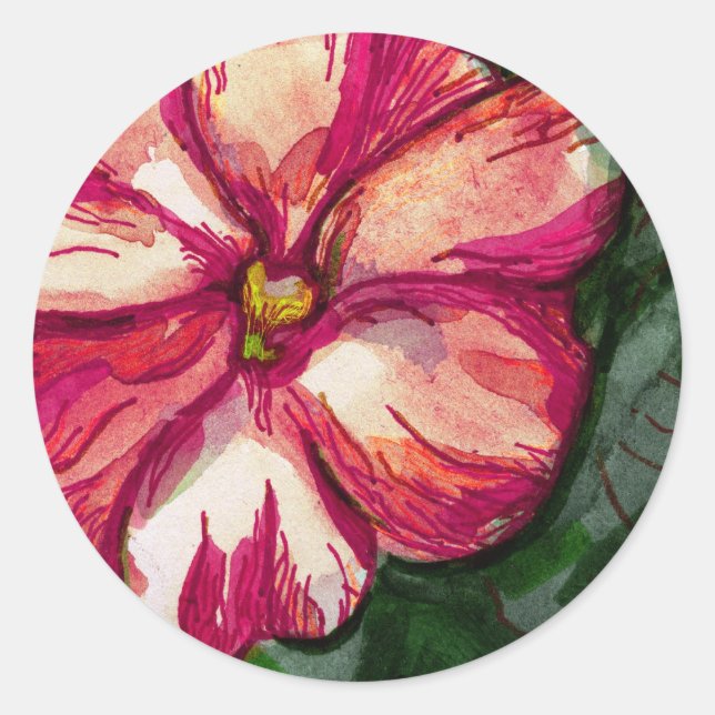 Pink Balsam Blume Art Runder Aufkleber (Vorderseite)
