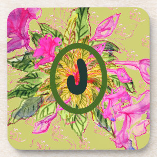 Pink Balsam Blume Bouquet & Letter Getränkeuntersetzer