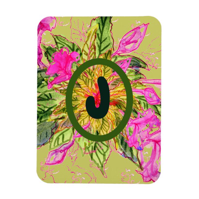 Pink Balsam Blume Bouquet & Letter Magnet (Vertikal)