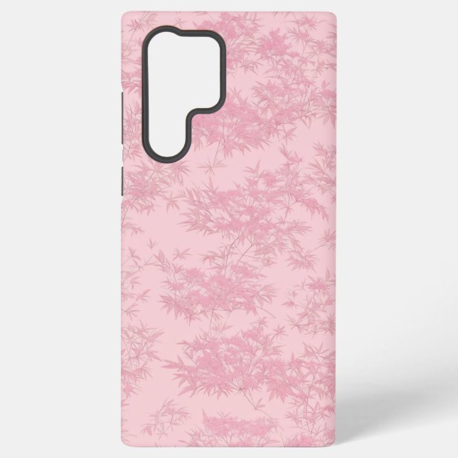 Pink Bamboo Leaf Japanese Modern Phone Case Samsung Galaxy Hülle (Rückseite)
