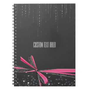 Pink-Band-Sparling-Schleife & Glitzernde Journal-N Notizblock